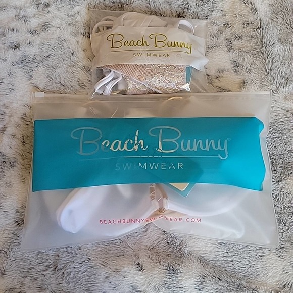 Beach Bunny Gun powder and lace white bikini. Size large. Lace. - Picture 10 of 10